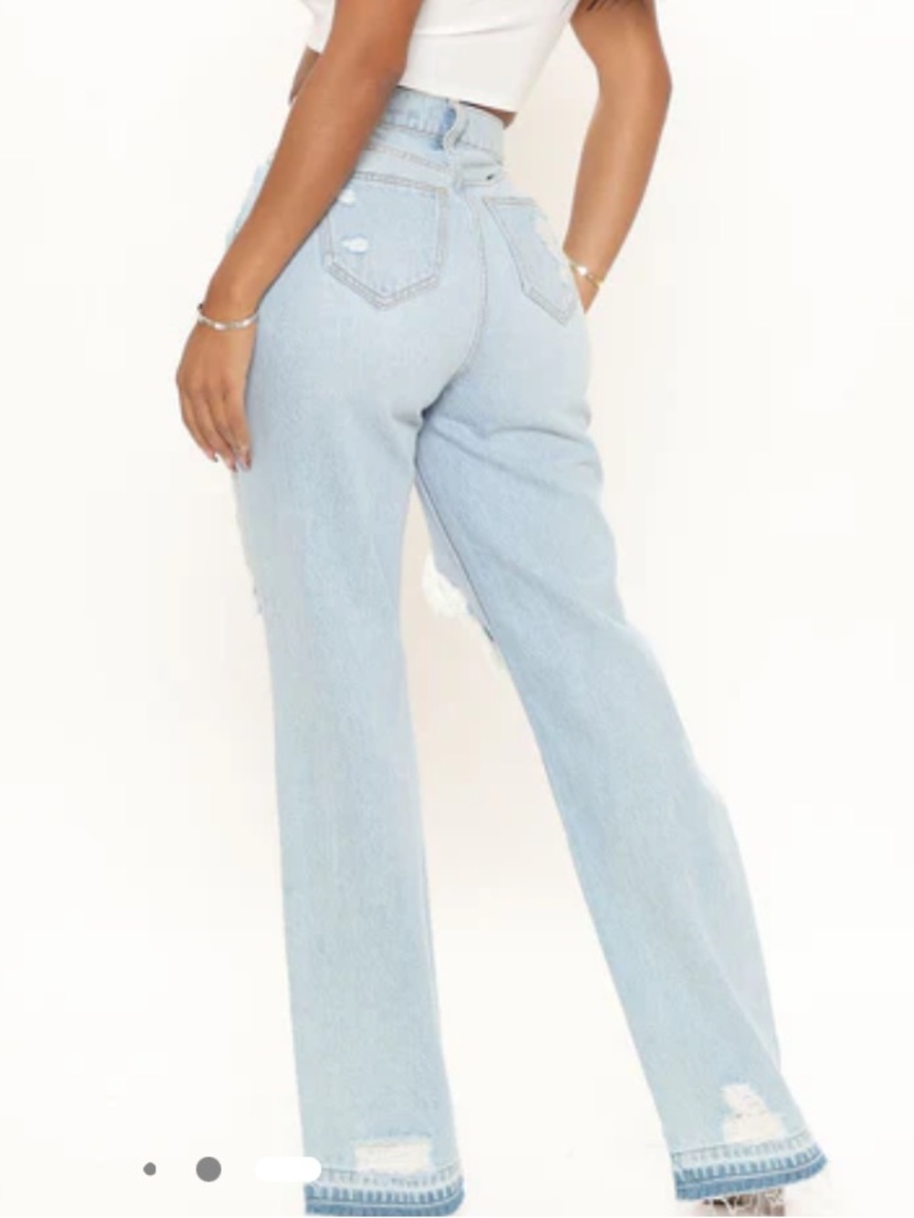 Amsterdam Ripped Straight Leg Jeans - Light Blue Wash - Picture 4 of 7